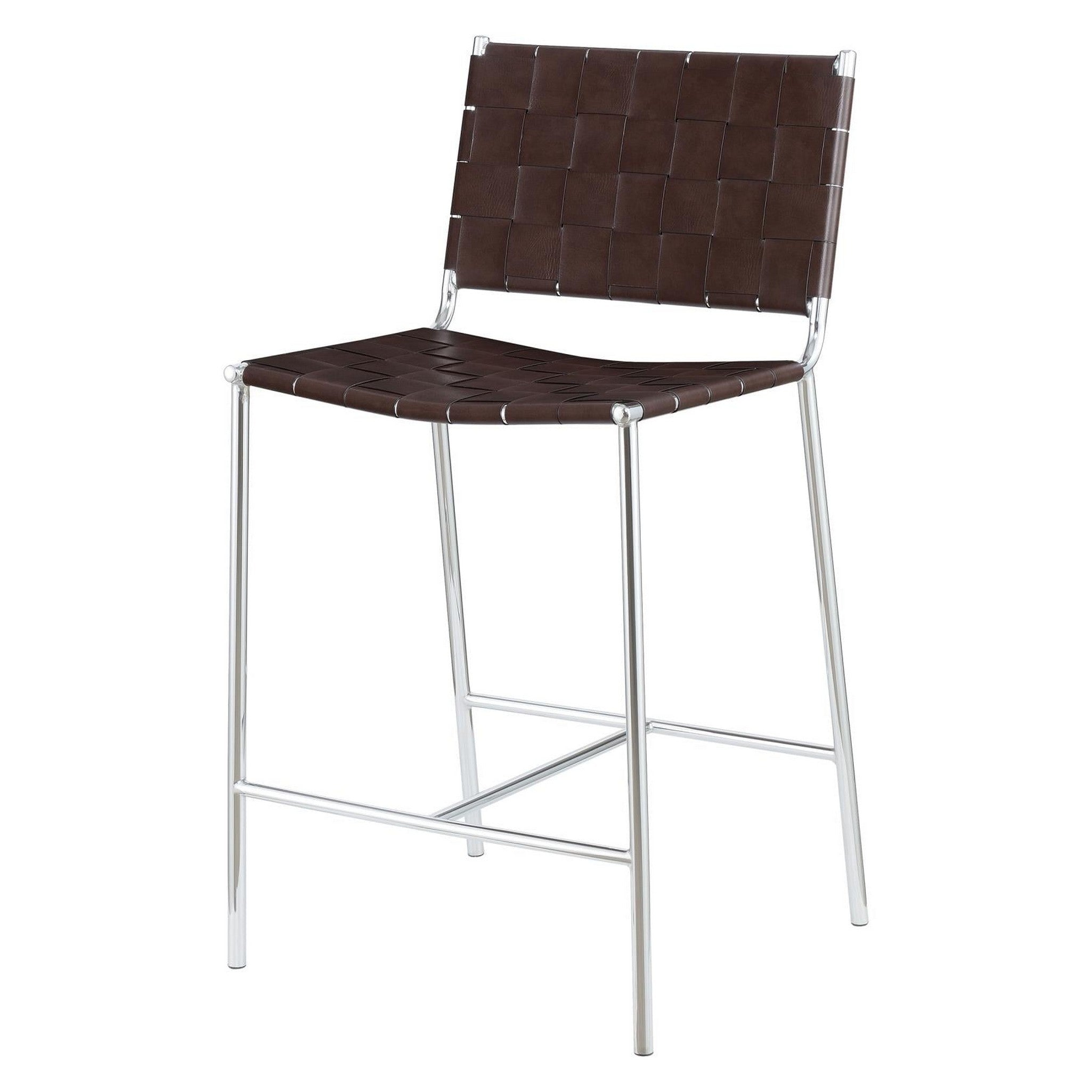 Adelaide Upholstered Counter Height Stool with Open Back Brown and Chrome 183583