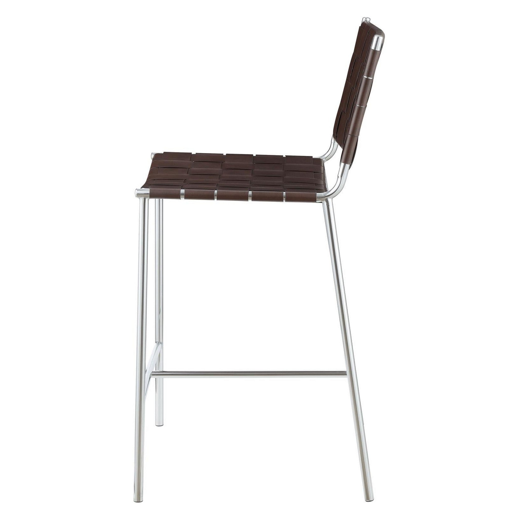 Adelaide Upholstered Counter Height Stool with Open Back Brown and Chrome 183583