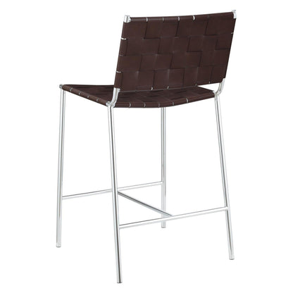 Adelaide Upholstered Counter Height Stool with Open Back Brown and Chrome 183583