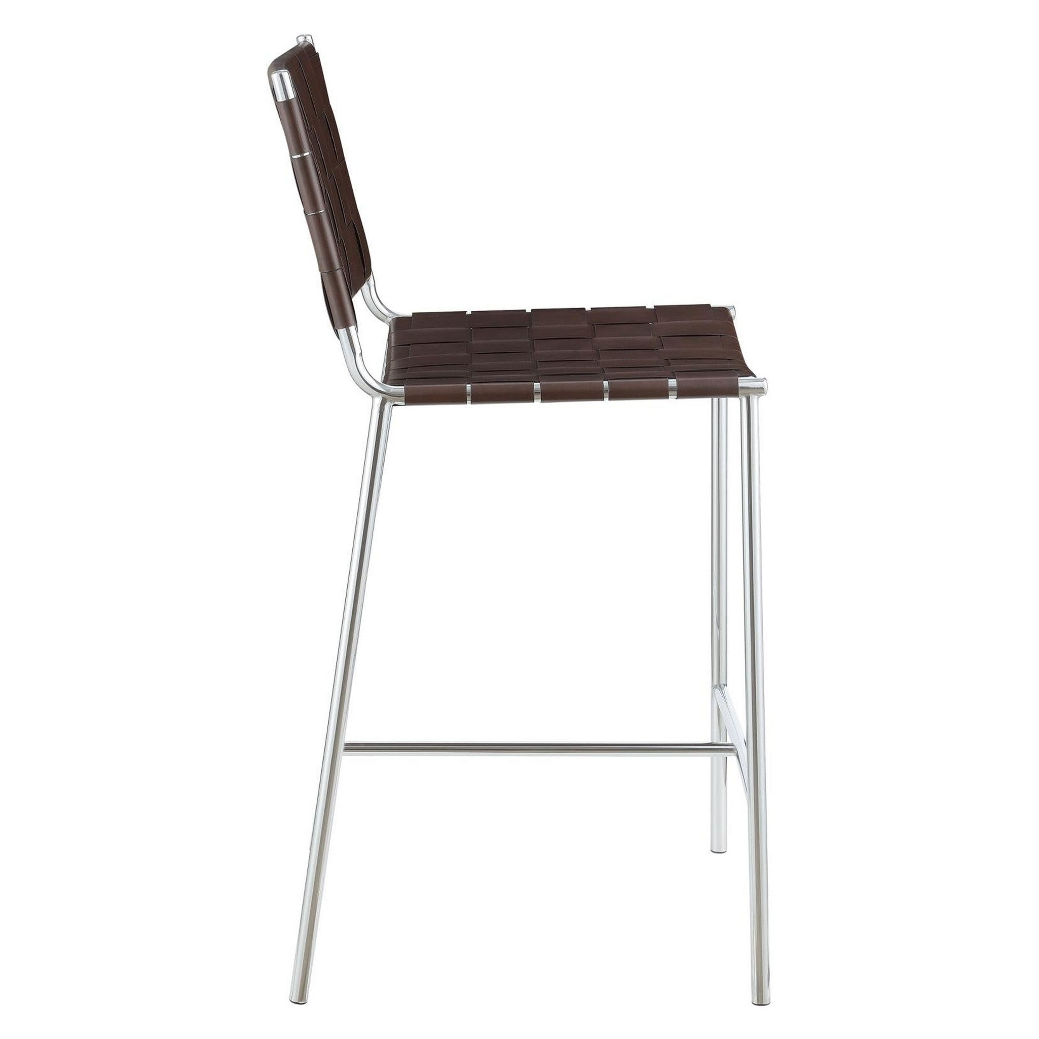 Adelaide Upholstered Counter Height Stool with Open Back Brown and Chrome 183583