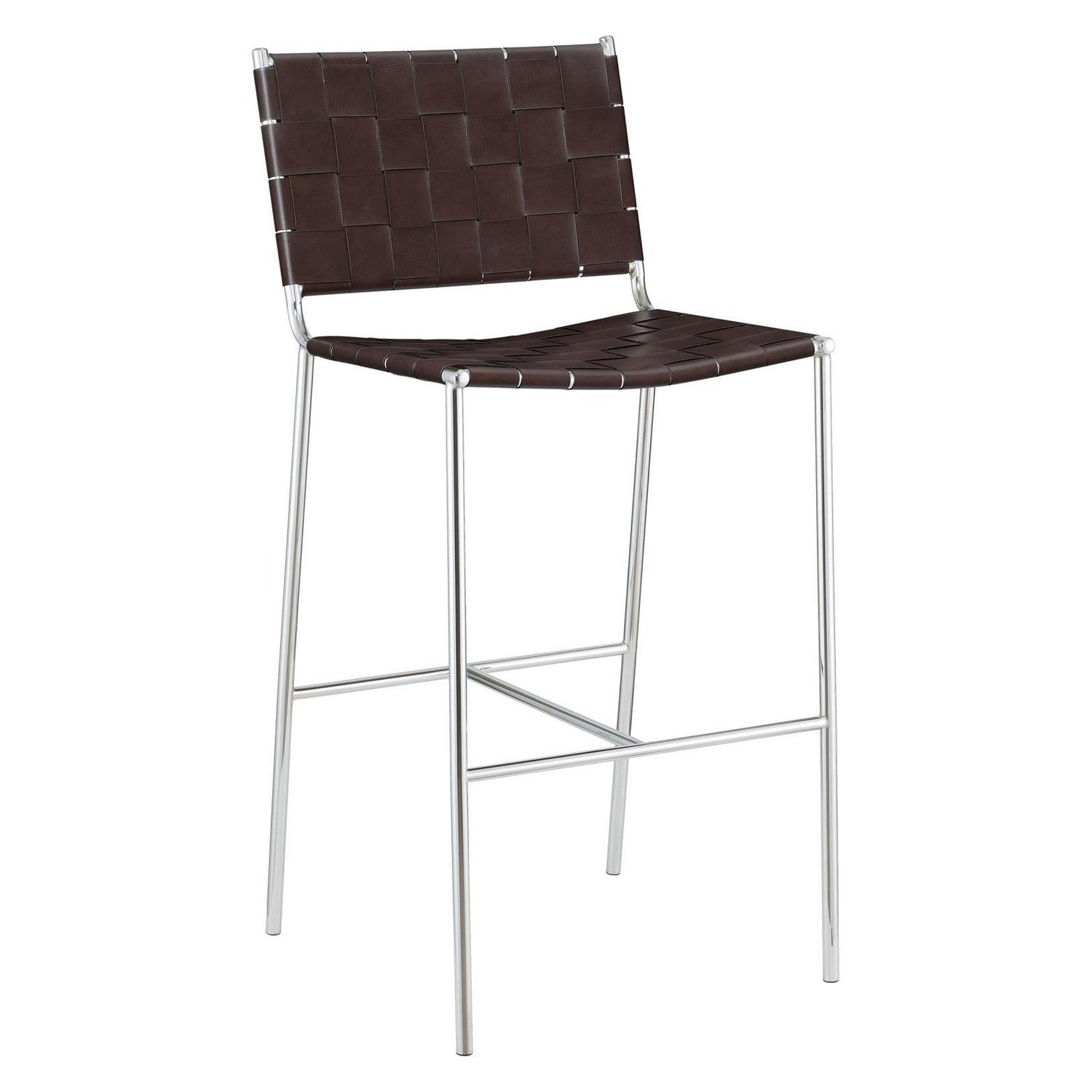 Adelaide Upholstered Bar Stool with Open Back Brown and Chrome 183584