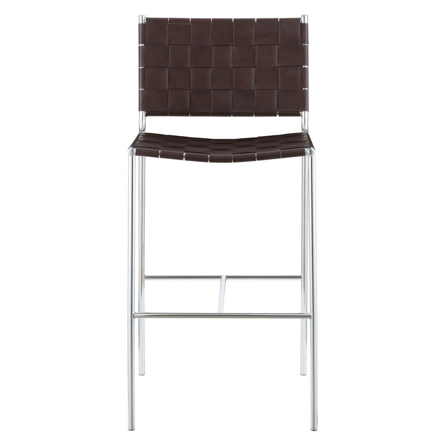 Adelaide Upholstered Bar Stool with Open Back Brown and Chrome 183584