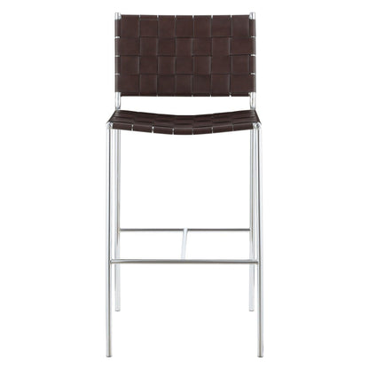 Adelaide Upholstered Bar Stool with Open Back Brown and Chrome 183584