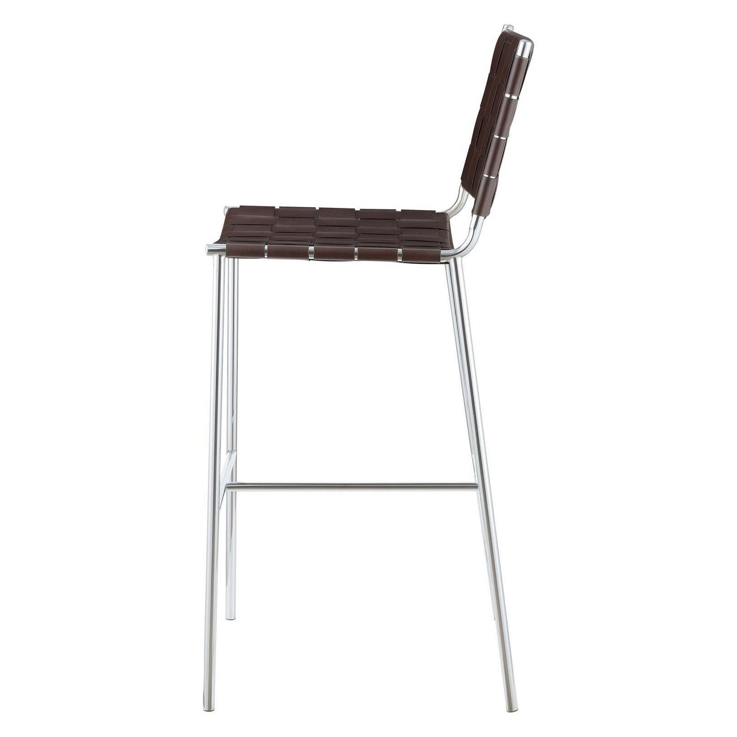 Adelaide Upholstered Bar Stool with Open Back Brown and Chrome 183584