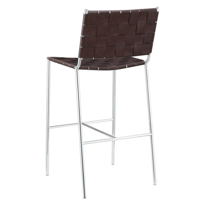 Adelaide Upholstered Bar Stool with Open Back Brown and Chrome 183584