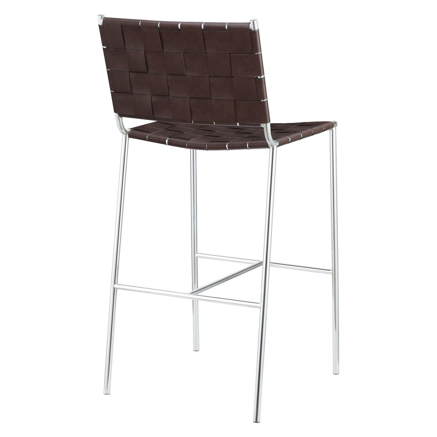 Adelaide Upholstered Bar Stool with Open Back Brown and Chrome 183584