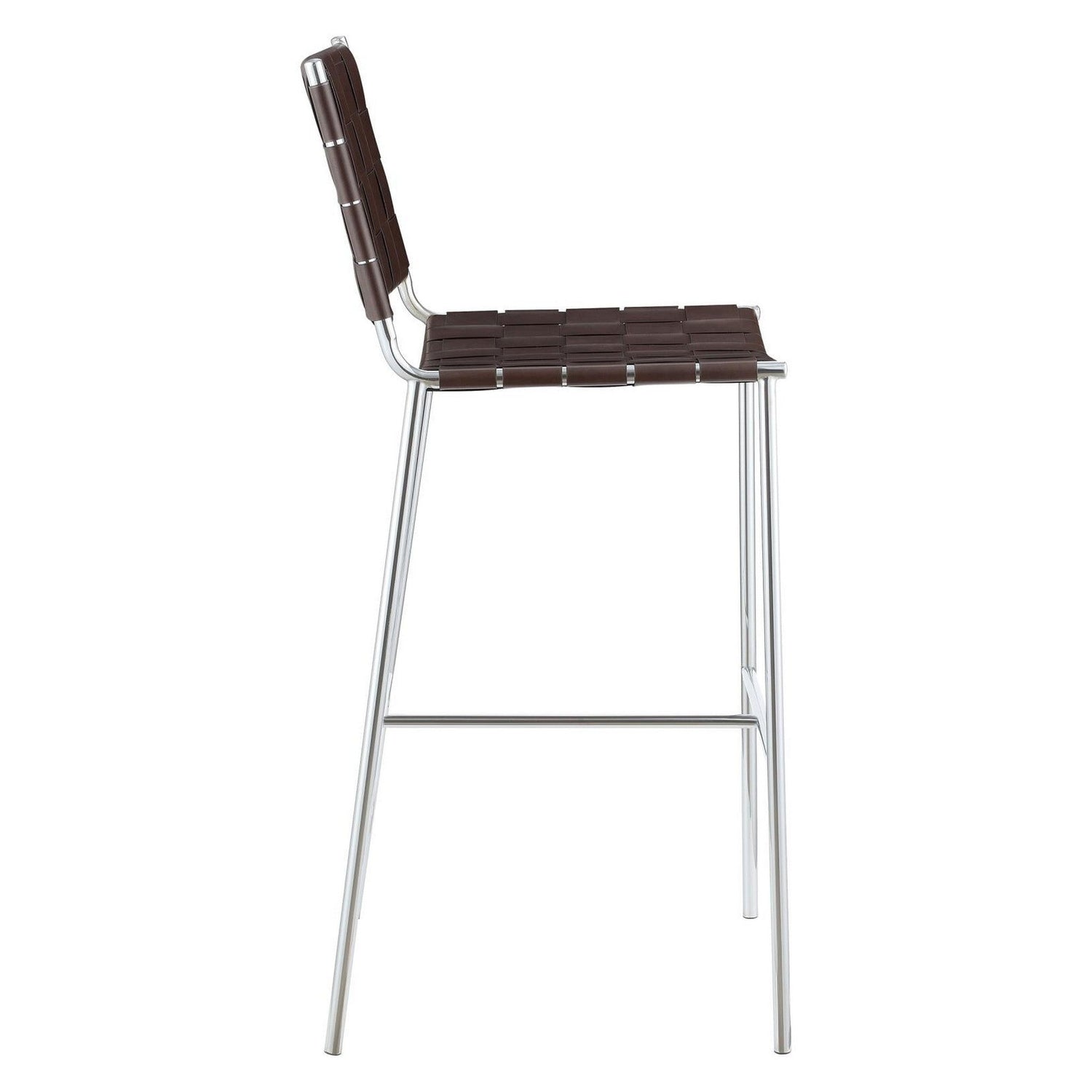 Adelaide Upholstered Bar Stool with Open Back Brown and Chrome 183584