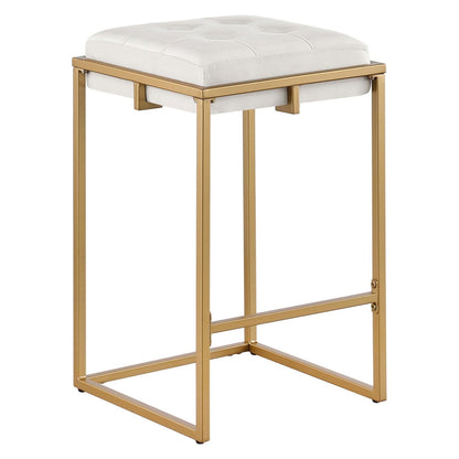 Nadia Square Padded Seat Counter Height Stool (Set of 2) Beige and Gold 183645