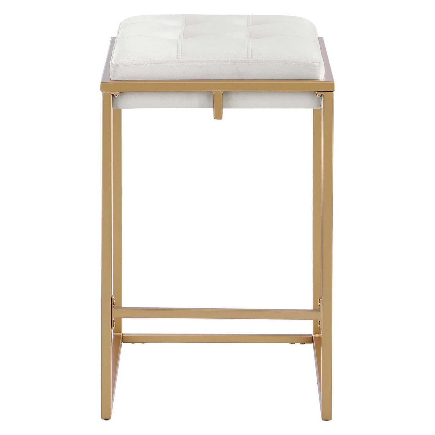 Nadia Square Padded Seat Counter Height Stool (Set of 2) Beige and Gold 183645