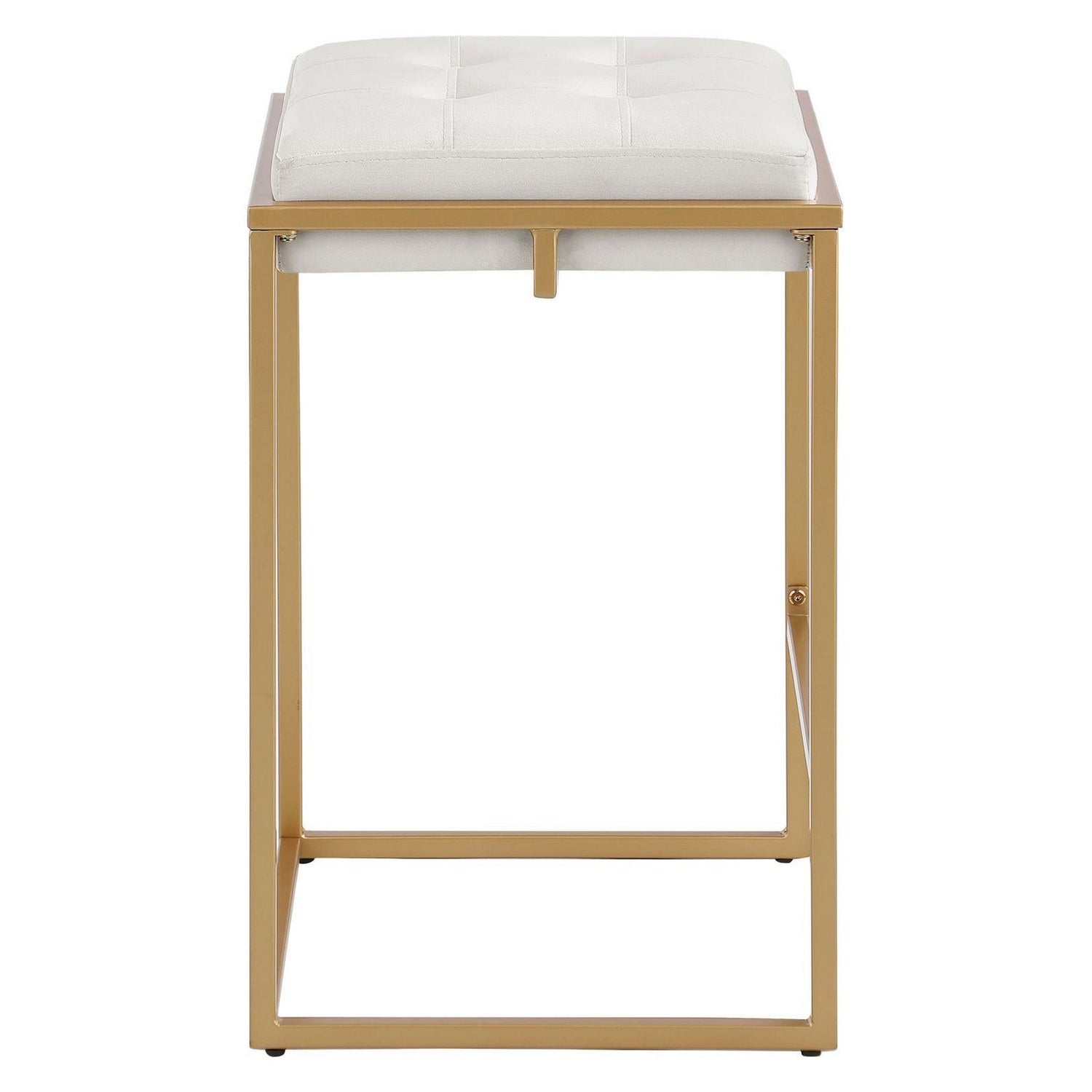 Nadia Square Padded Seat Counter Height Stool (Set of 2) Beige and Gold 183645