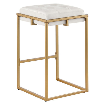 Nadia Square Padded Seat Counter Height Stool (Set of 2) Beige and Gold 183645