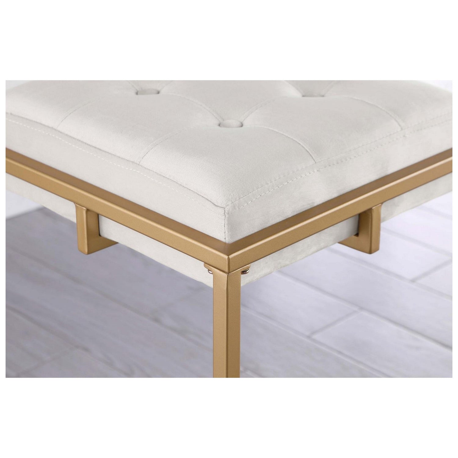 Nadia Square Padded Seat Counter Height Stool (Set of 2) Beige and Gold 183645