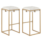 Nadia Square Padded Seat Bar Stool (Set of 2) Beige and Gold 183646