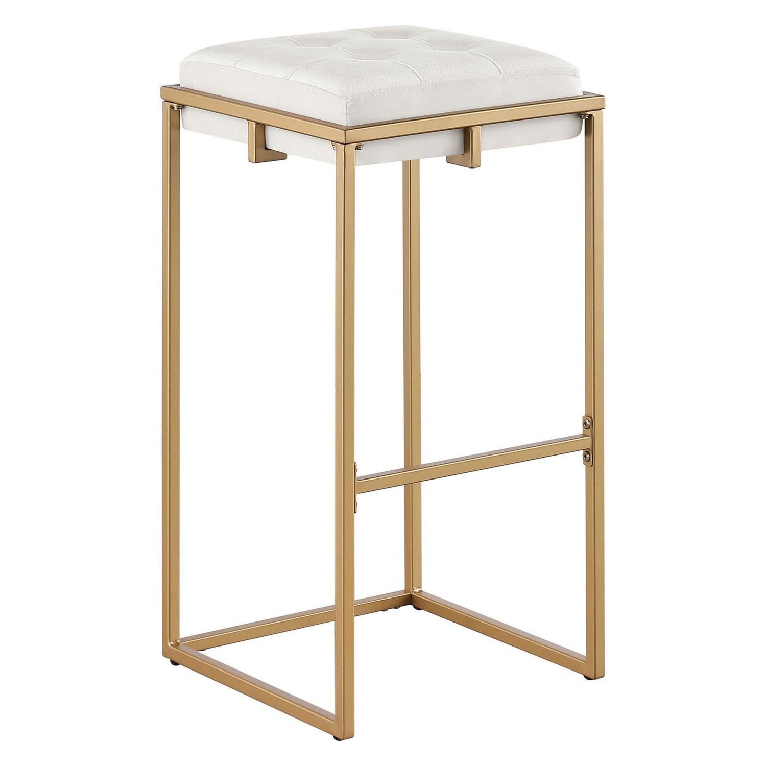 Nadia Square Padded Seat Bar Stool (Set of 2) Beige and Gold 183646