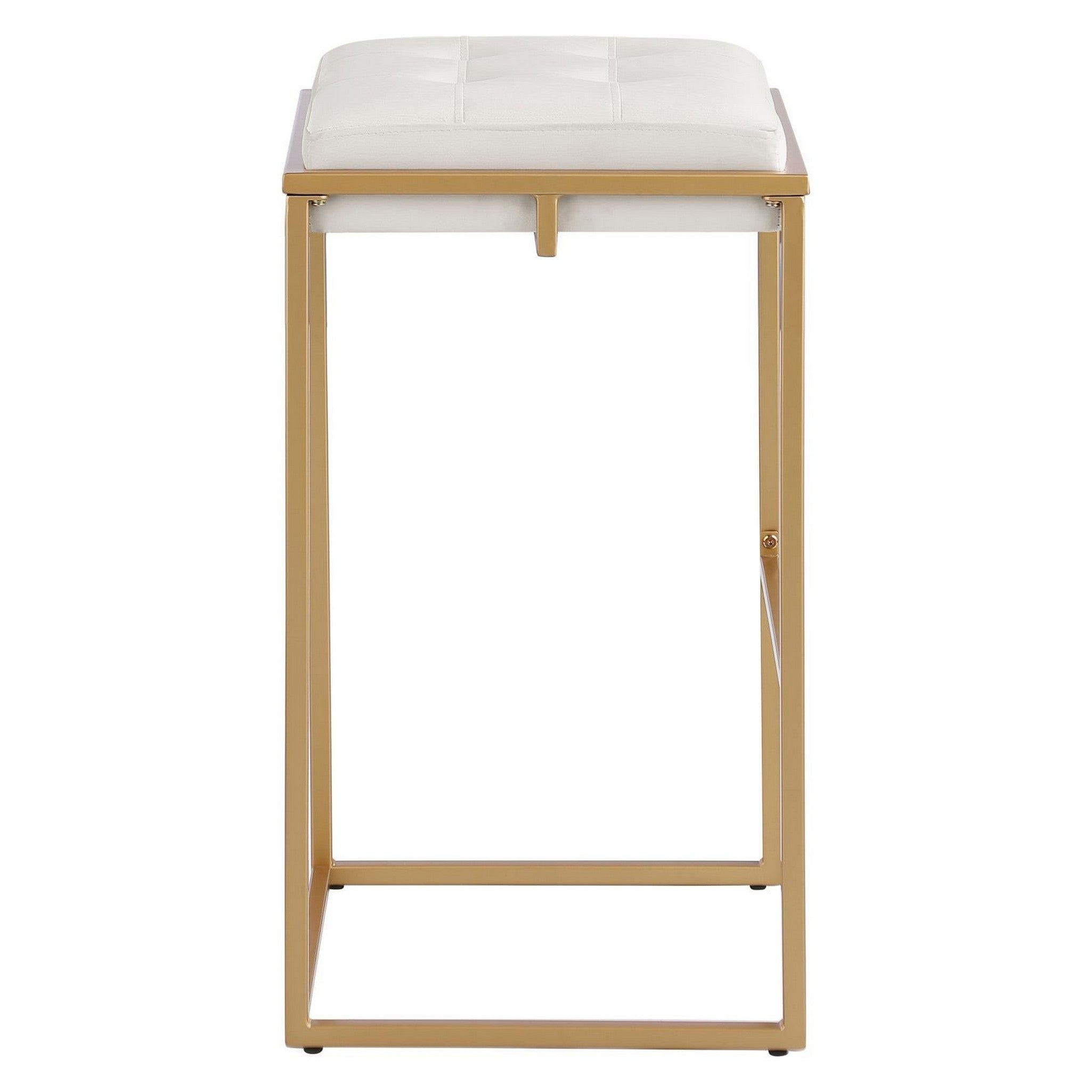 Nadia Square Padded Seat Bar Stool (Set of 2) Beige and Gold 183646