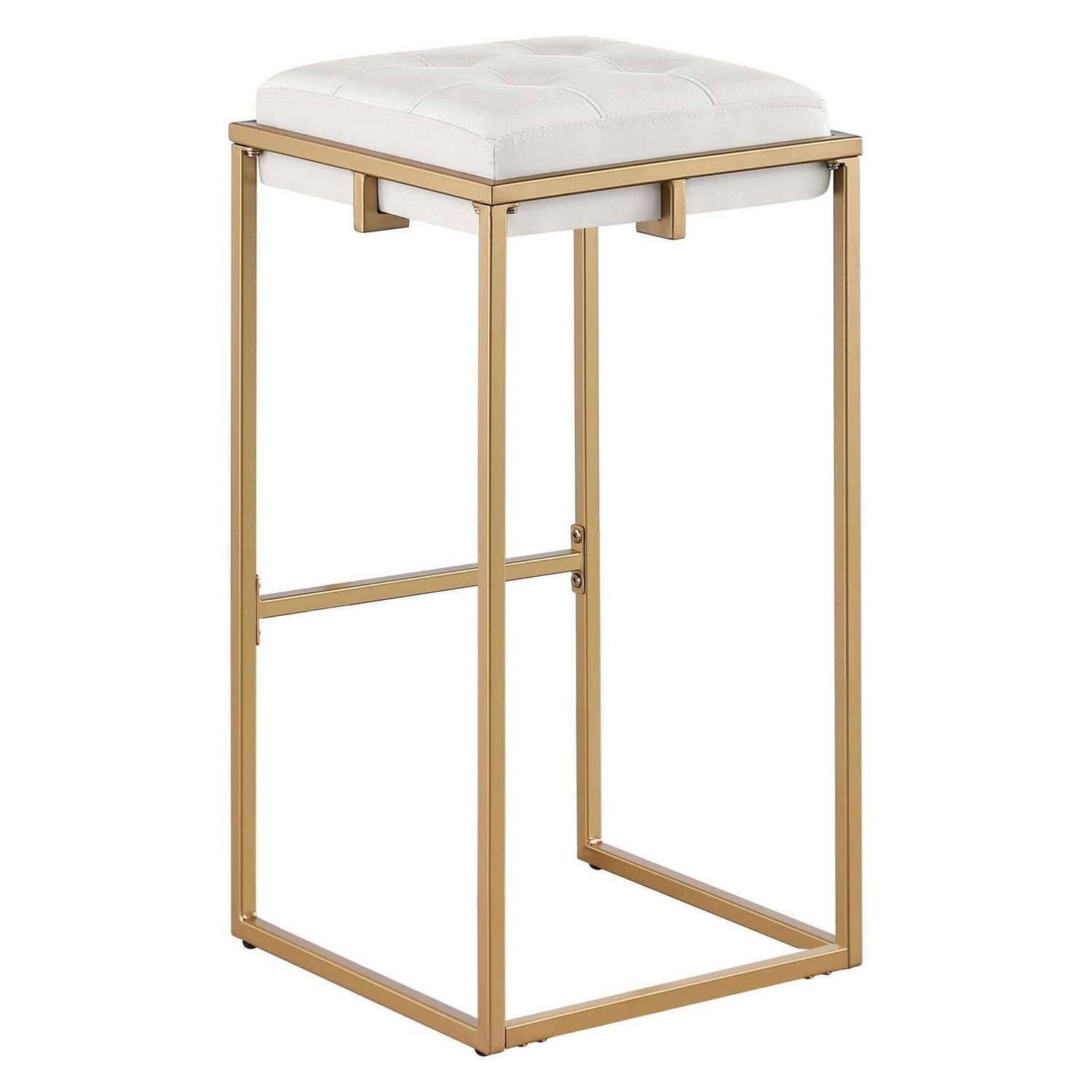 Nadia Square Padded Seat Bar Stool (Set of 2) Beige and Gold 183646