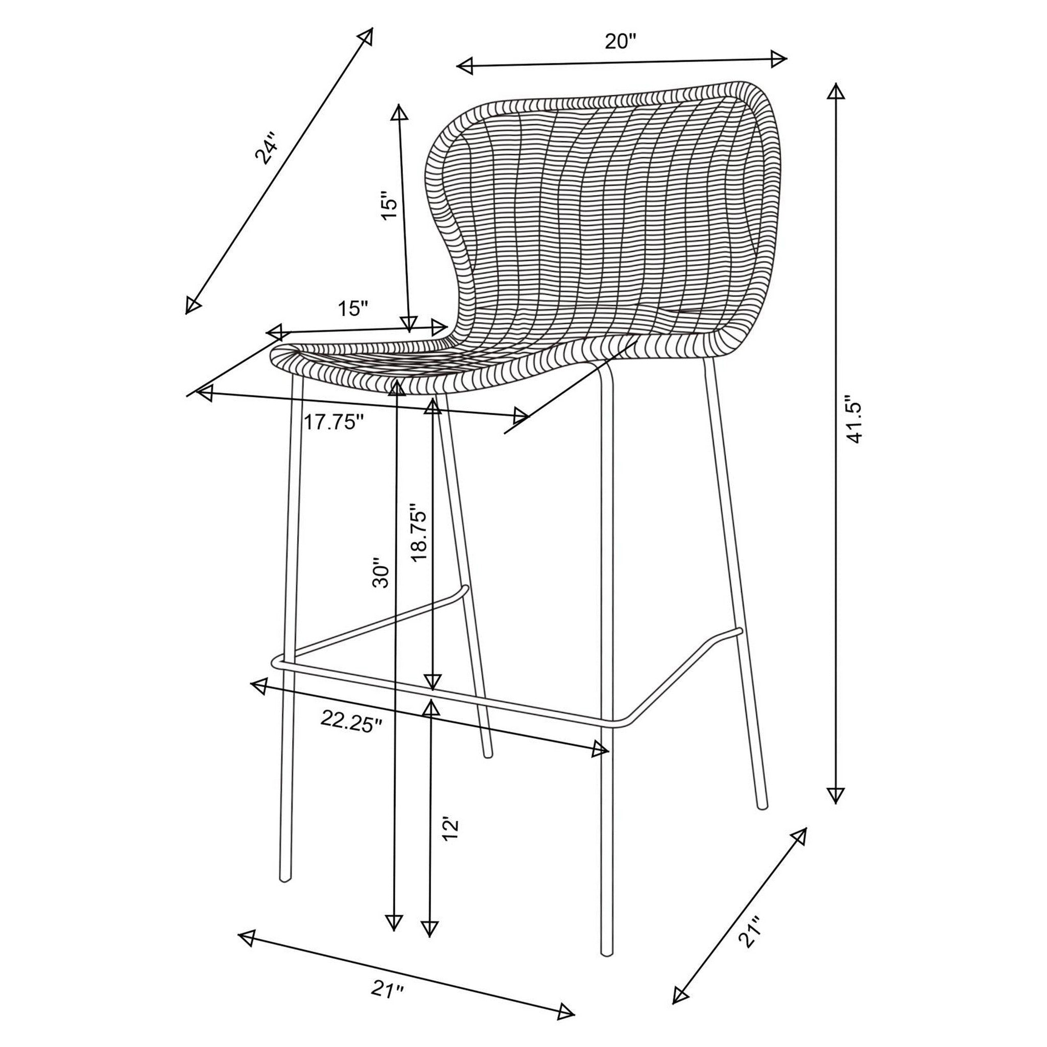 McKinley Upholstered Bar Stools with Footrest (Set of 2) Brown and Sandy Black 192040