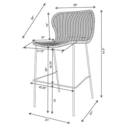 McKinley Upholstered Bar Stools with Footrest (Set of 2) Brown and Sandy Black 192040