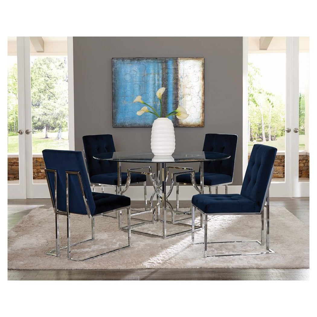 Cisco Upholstered Dining Chairs Ink Blue and Chrome (Set of 2) 192494