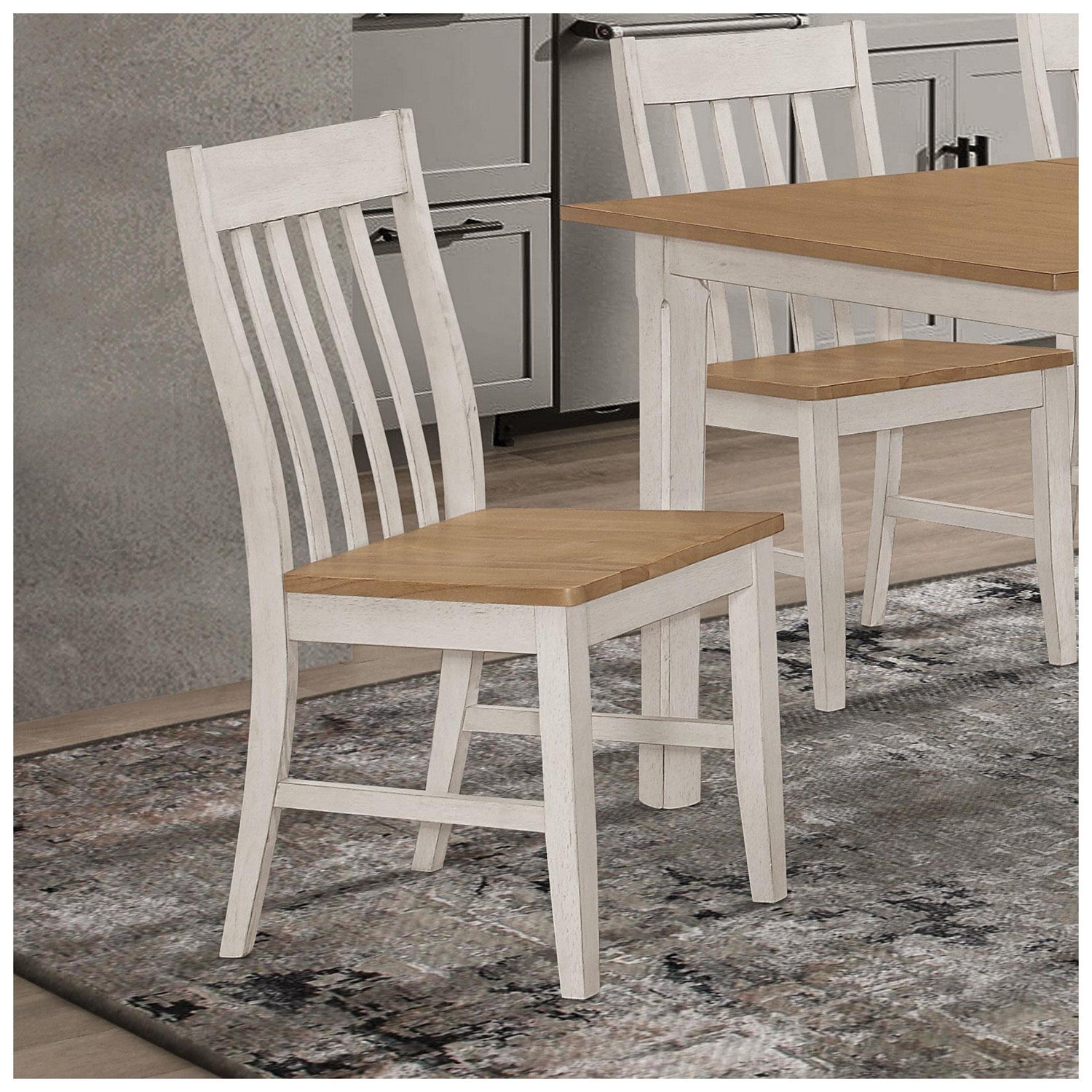 Kirby Slat Back Side Chair (Set of 2) Natural and Rustic Off White 192692