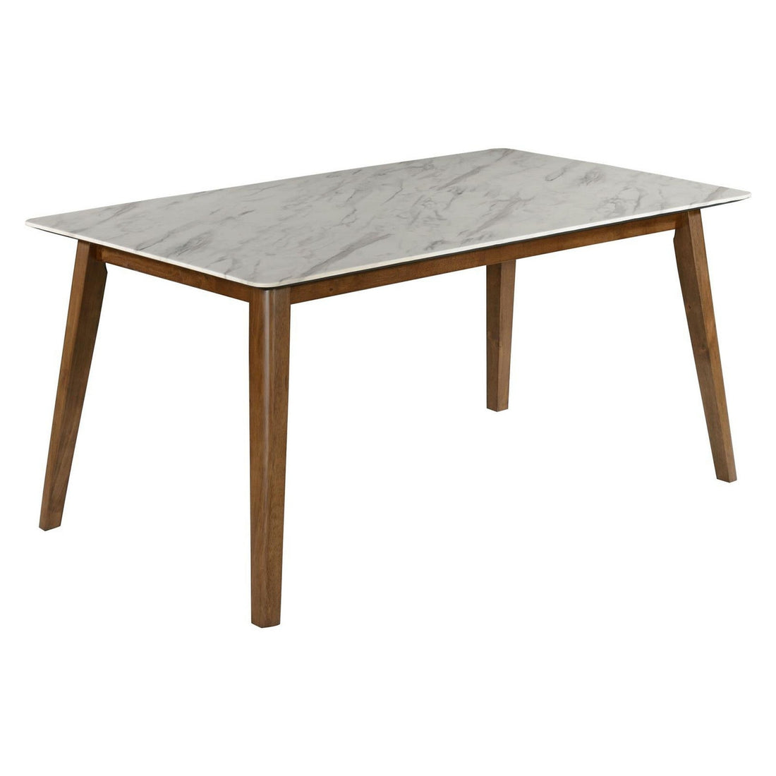 Everett Faux Marble Top Dining Table Natural Walnut and White 192761