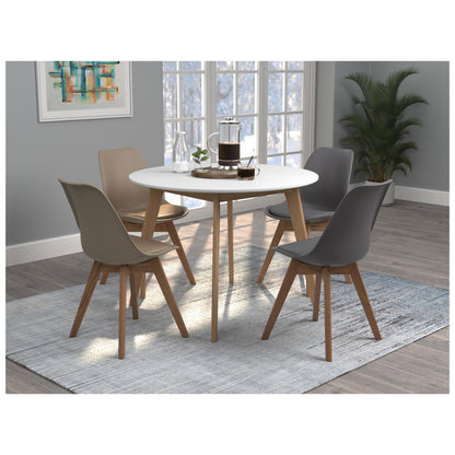 Breckenridge Round Dining Table Matte White and Natural Oak 192790