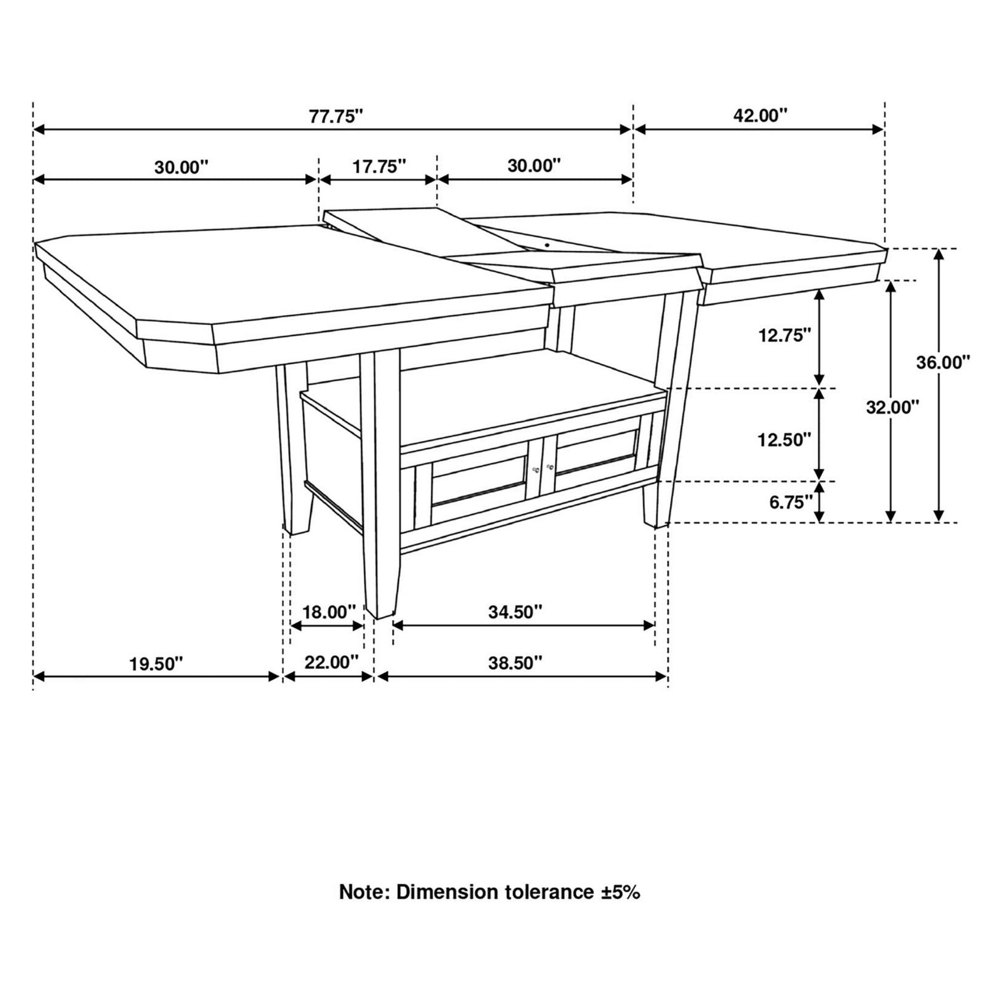 Prentiss Extendable Rectangular Counter Height Table with Butterfly Leaf Cappuccino 193108