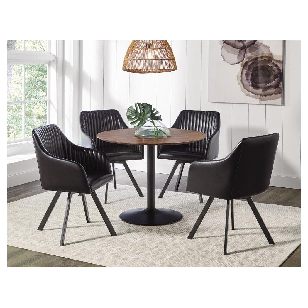 Tufted Sloped Arm Swivel Dining Chair Black and Gunmetal 193372BLK