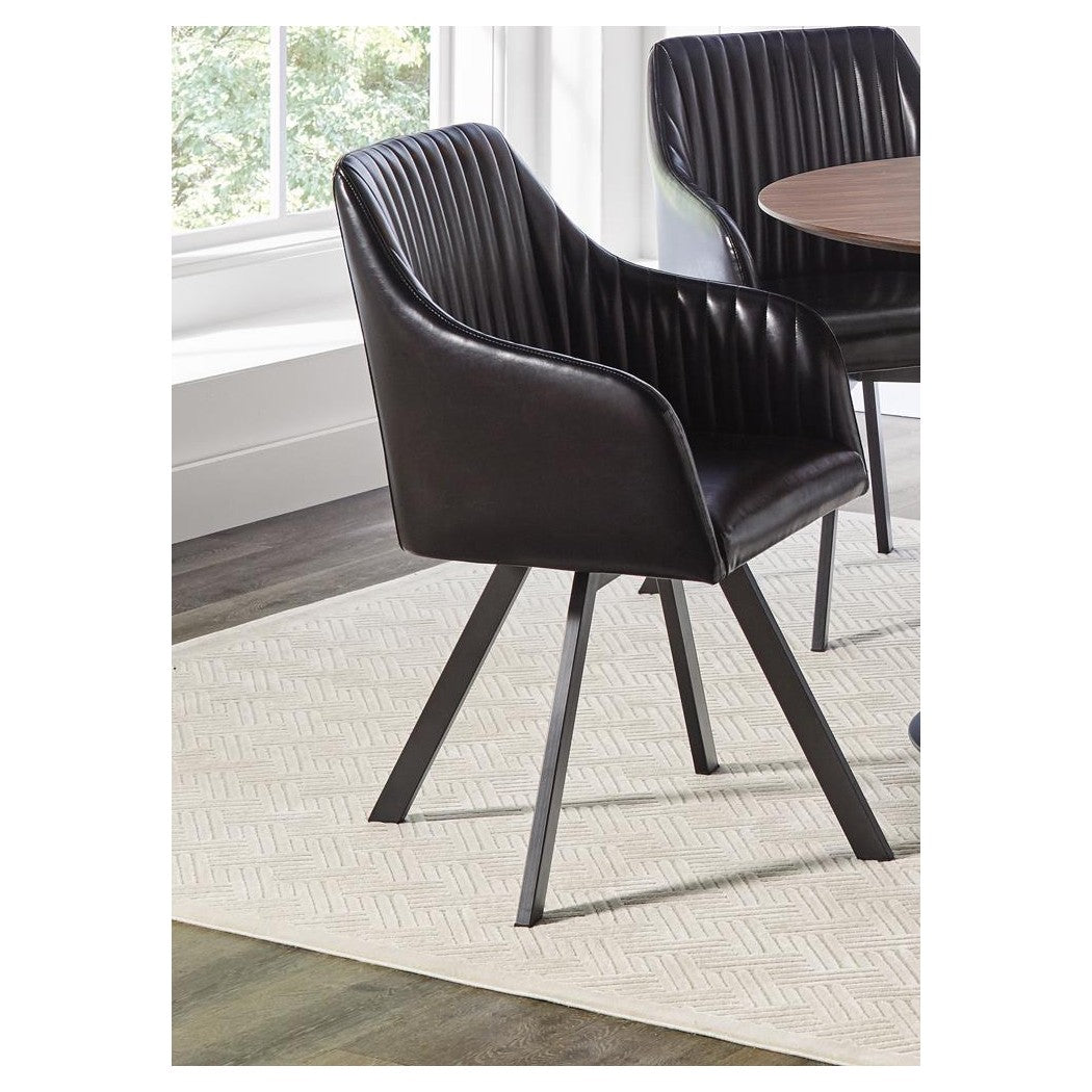 Tufted Sloped Arm Swivel Dining Chair Black and Gunmetal 193372BLK