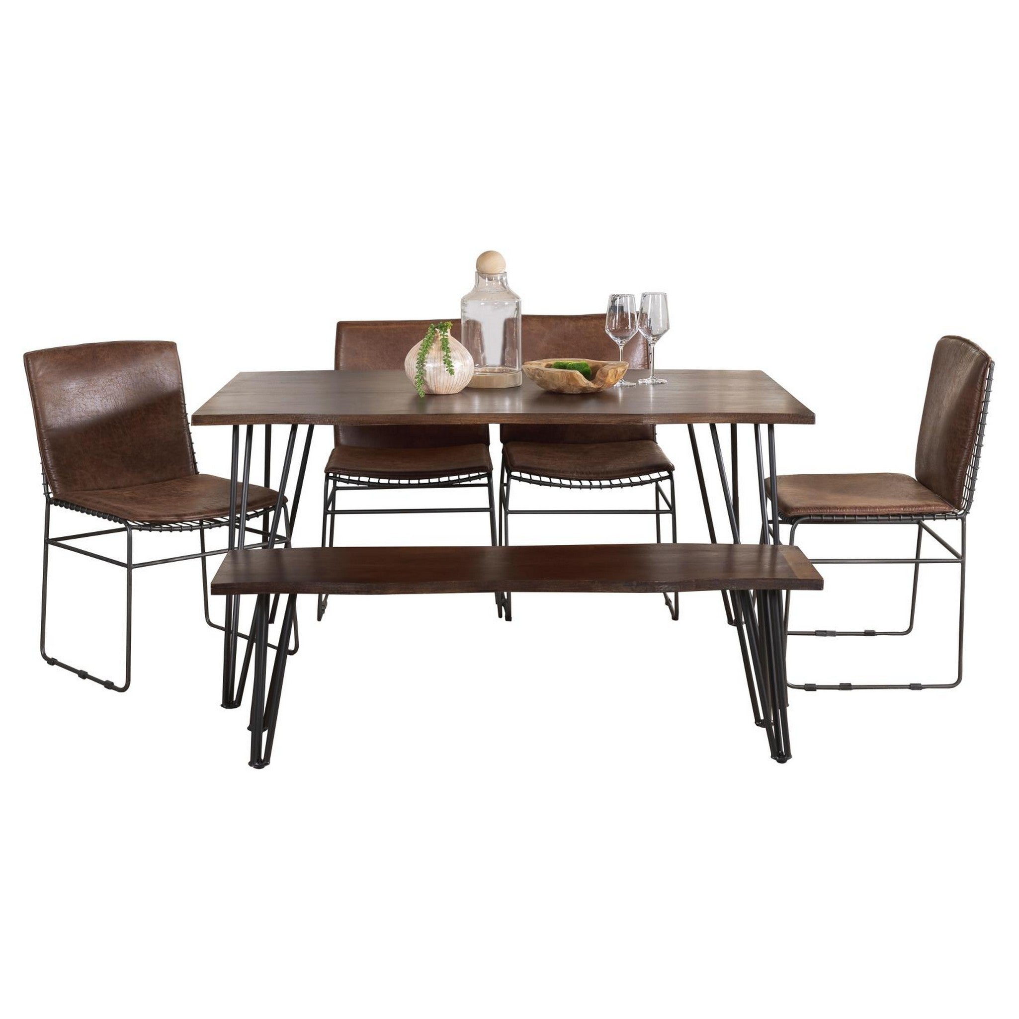 Topeka 6-piece Dining Set Mango Cocoa and Gunmetal 193851-S6