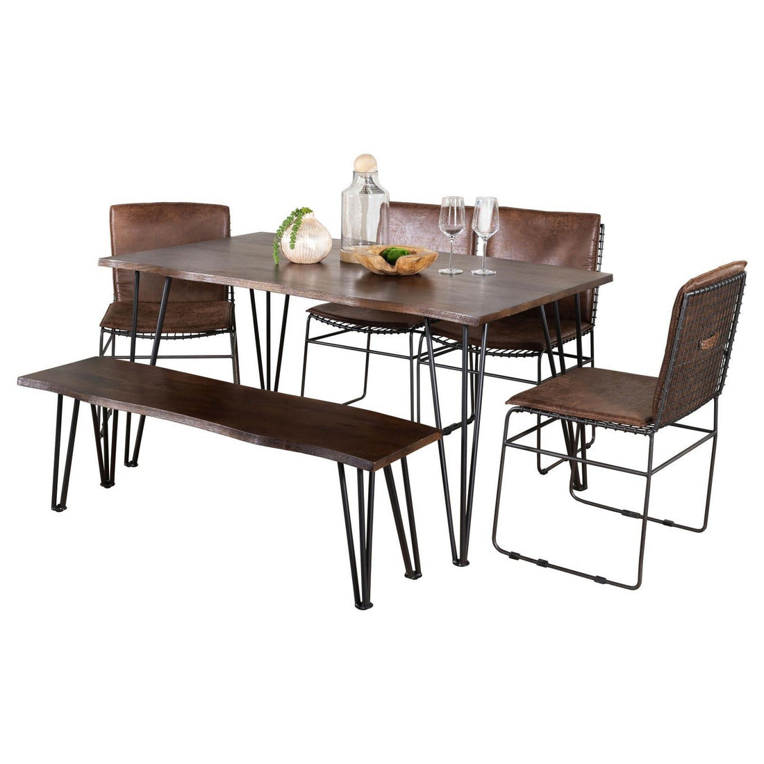 Topeka 6-piece Dining Set Mango Cocoa and Gunmetal 193851-S6