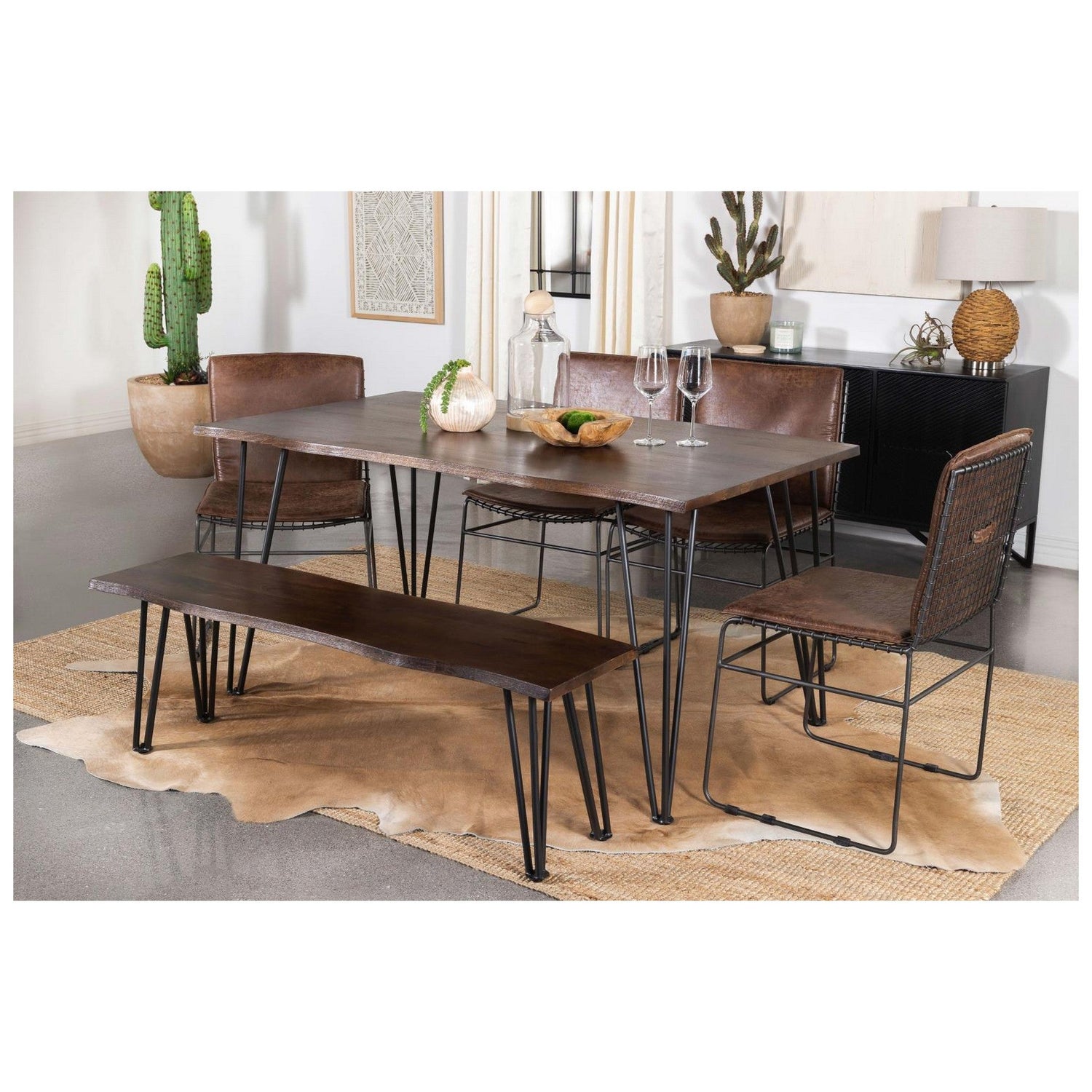 Topeka 6-piece Dining Set Mango Cocoa and Gunmetal 193851-S6