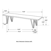 Neve Live-edge Dining Bench with Hairpin Legs Sheesham Grey and Gunmetal 193863