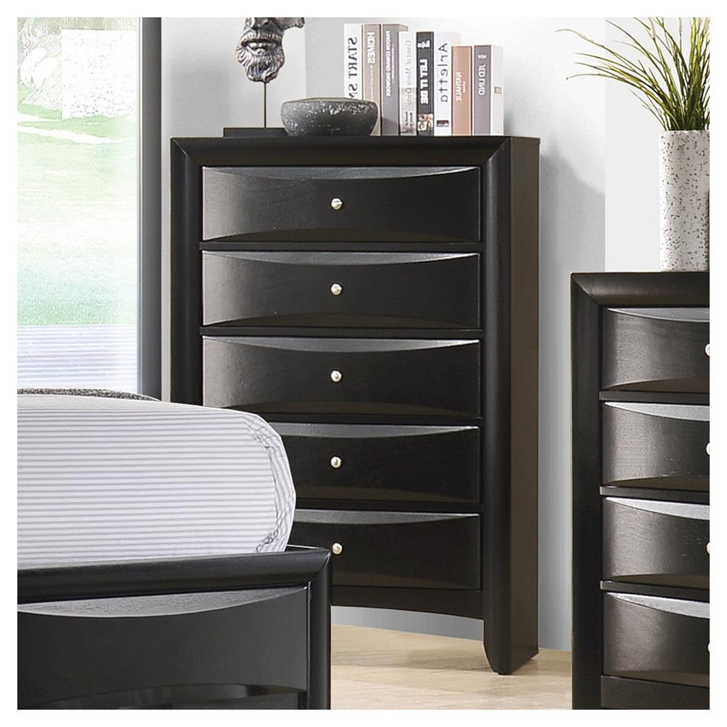 Briana Rectangular 5-drawer Chest Black 200705