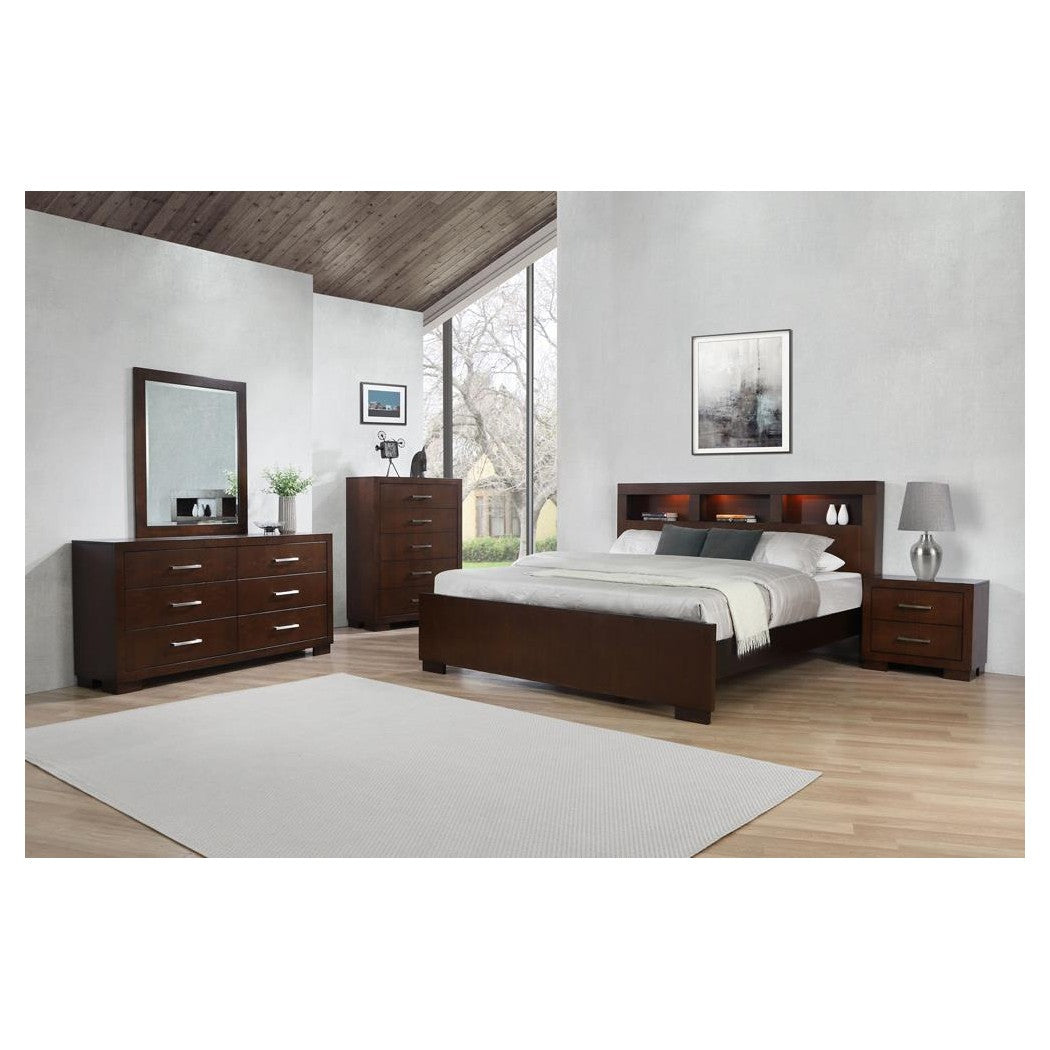 Jessica Eastern King Bed with Storage Headboard Cappuccino 200719KE