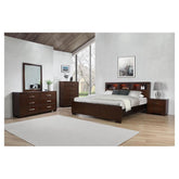 Jessica California King Bed with Storage Headboard Cappuccino 200719KW