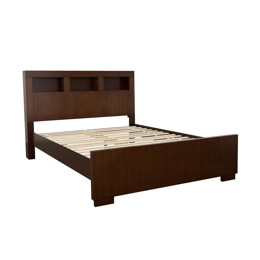 Jessica California King Bed with Storage Headboard Cappuccino 200719KW