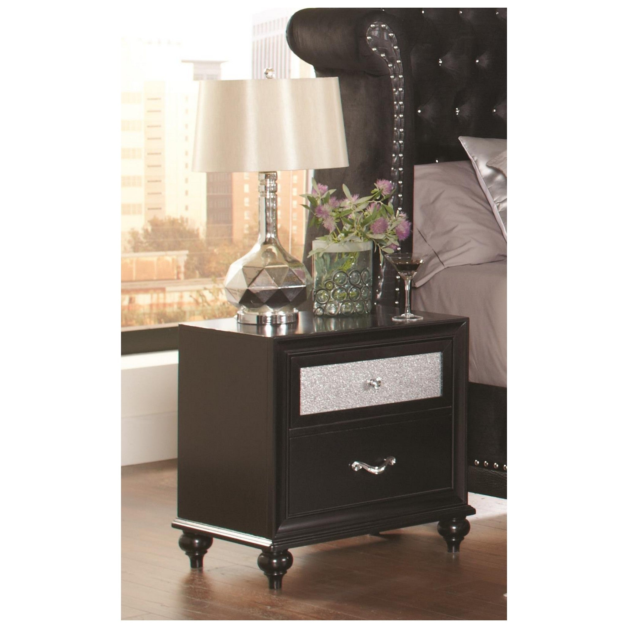 Barzini 2-drawer Rectangular Nightstand Black 200892