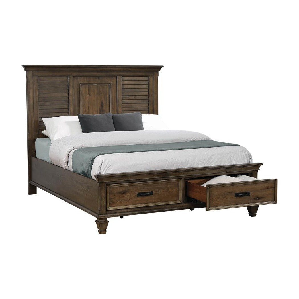 Franco Queen Storage Bed Burnished Oak 200970Q