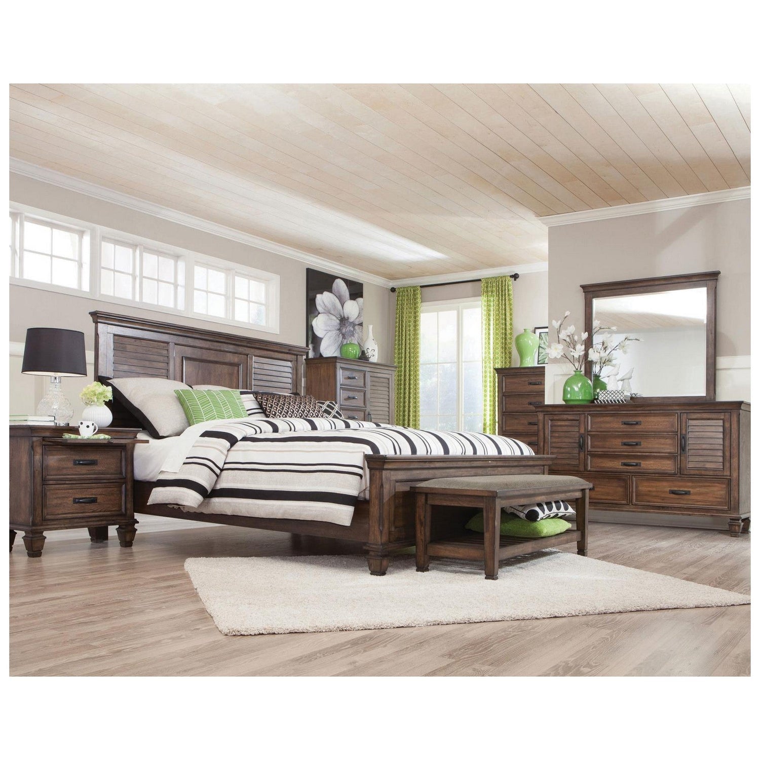 Franco Queen Panel Bed Burnished Oak 200971Q