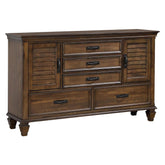 Franco 5-drawer Dresser with 2 Louvered Doors Burnished Oak 200973