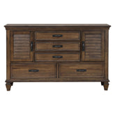 Franco 5-drawer Dresser with 2 Louvered Doors Burnished Oak 200973