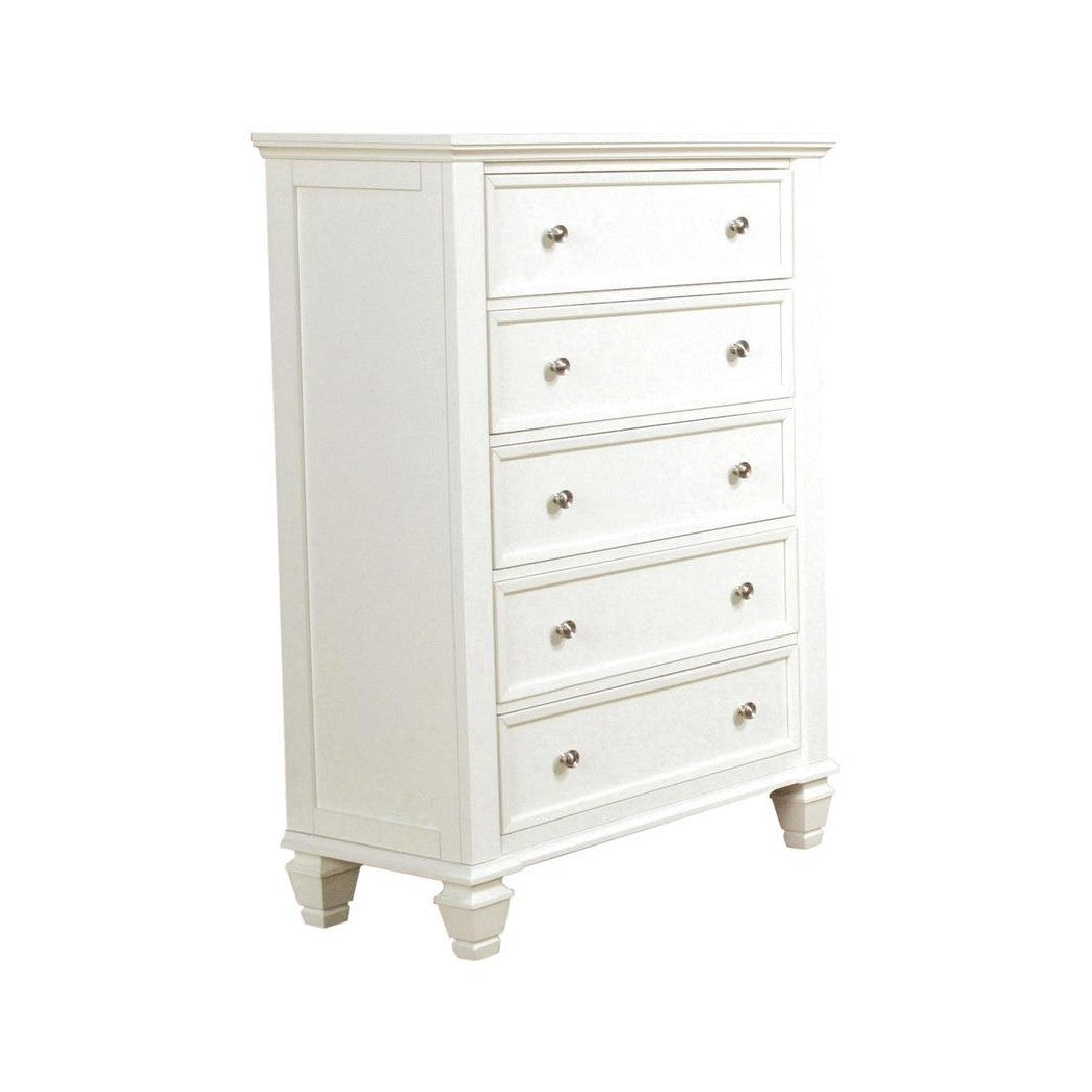 Sandy Beach 5-drawer Rectangular Chest White 201305