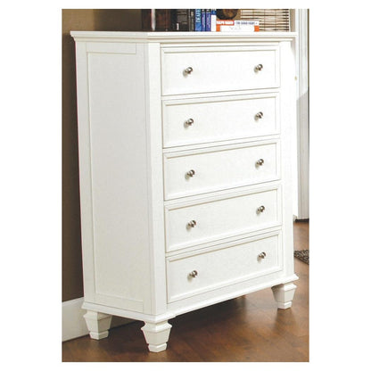 Sandy Beach 5-drawer Rectangular Chest White 201305