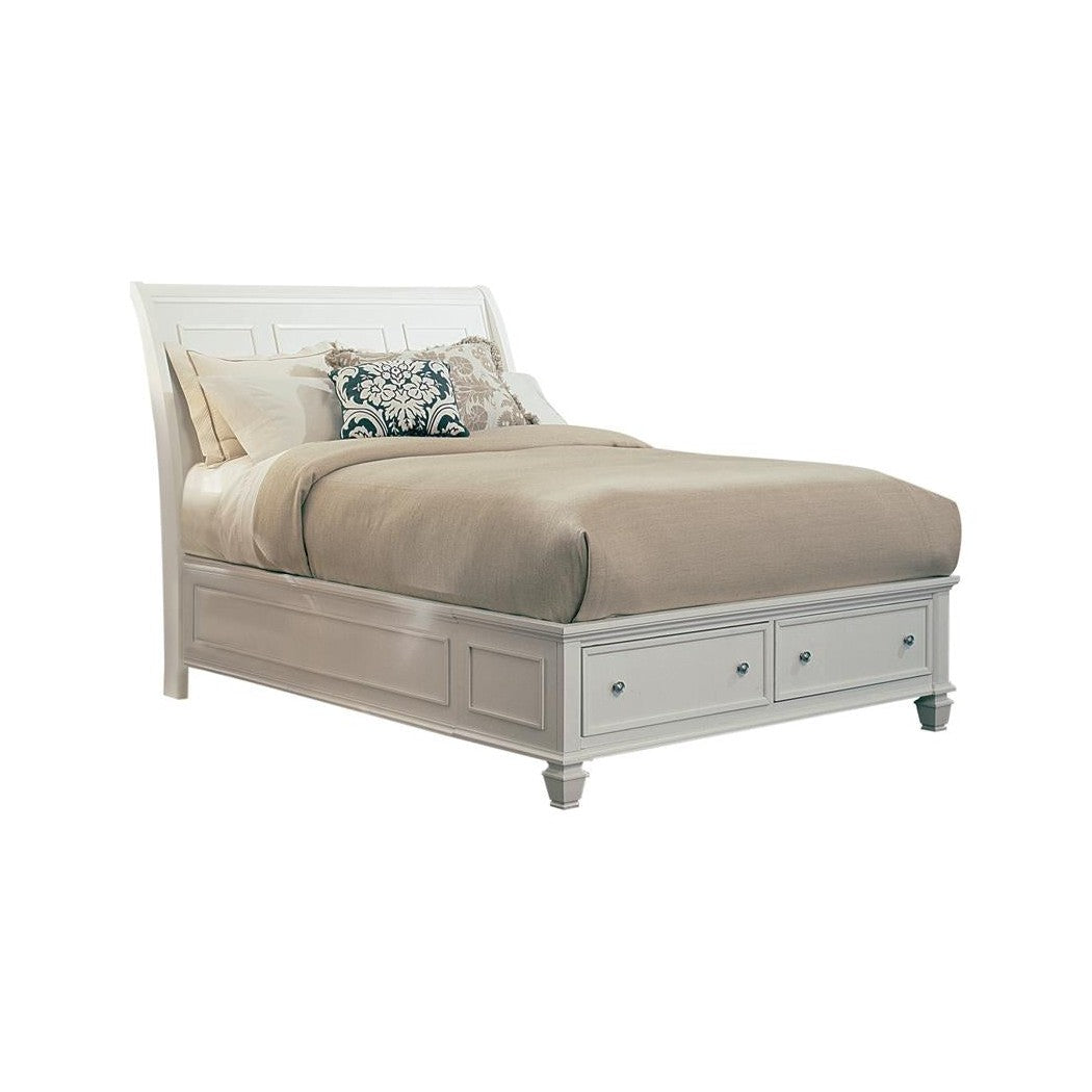 Sandy Beach Eastern King Storage Sleigh Bed White 201309KE