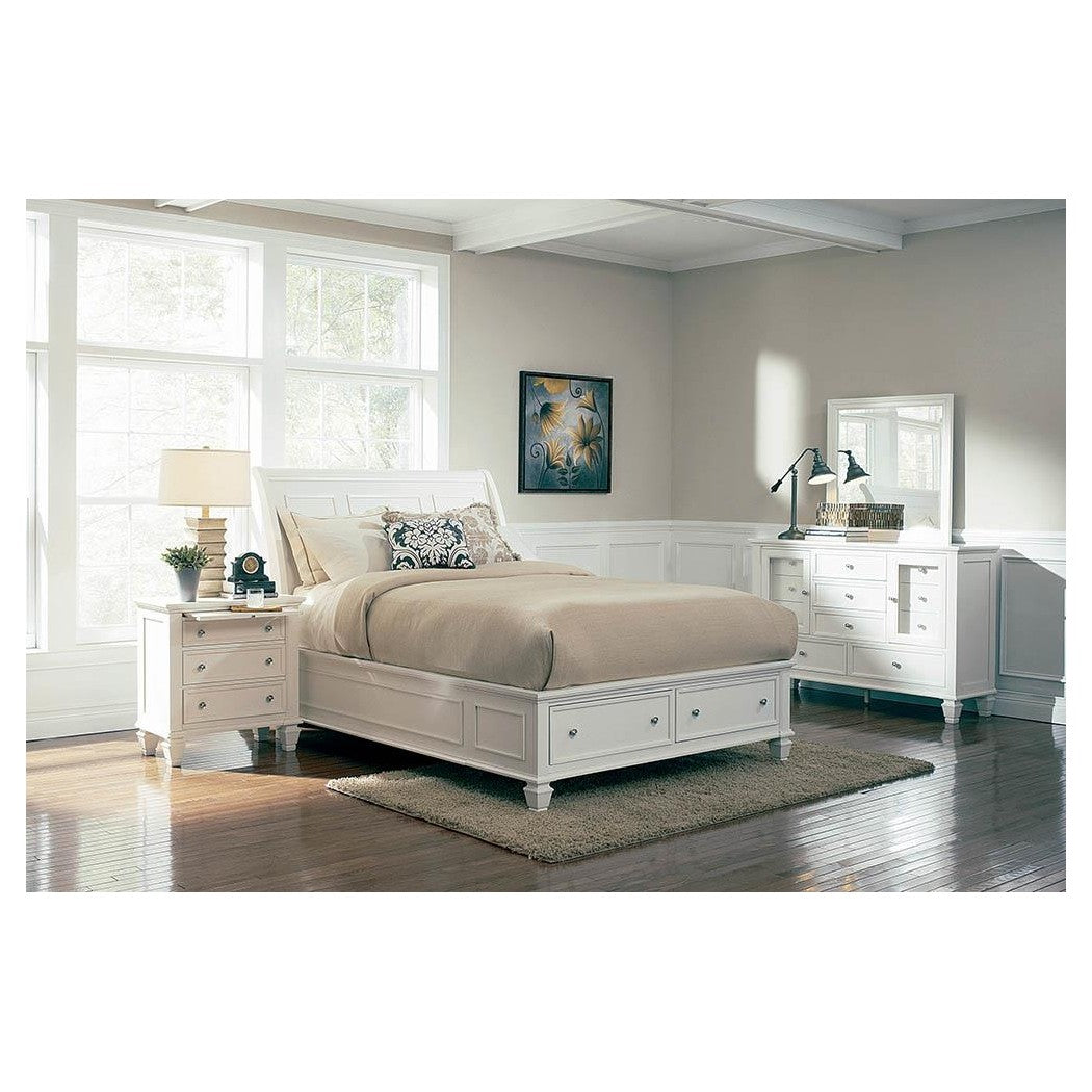 Sandy Beach Eastern King Storage Sleigh Bed White 201309KE