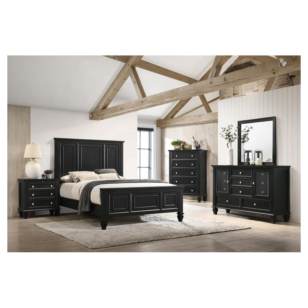 Sandy Beach Eastern King Panel Bed with High Headboard Black 201321KE