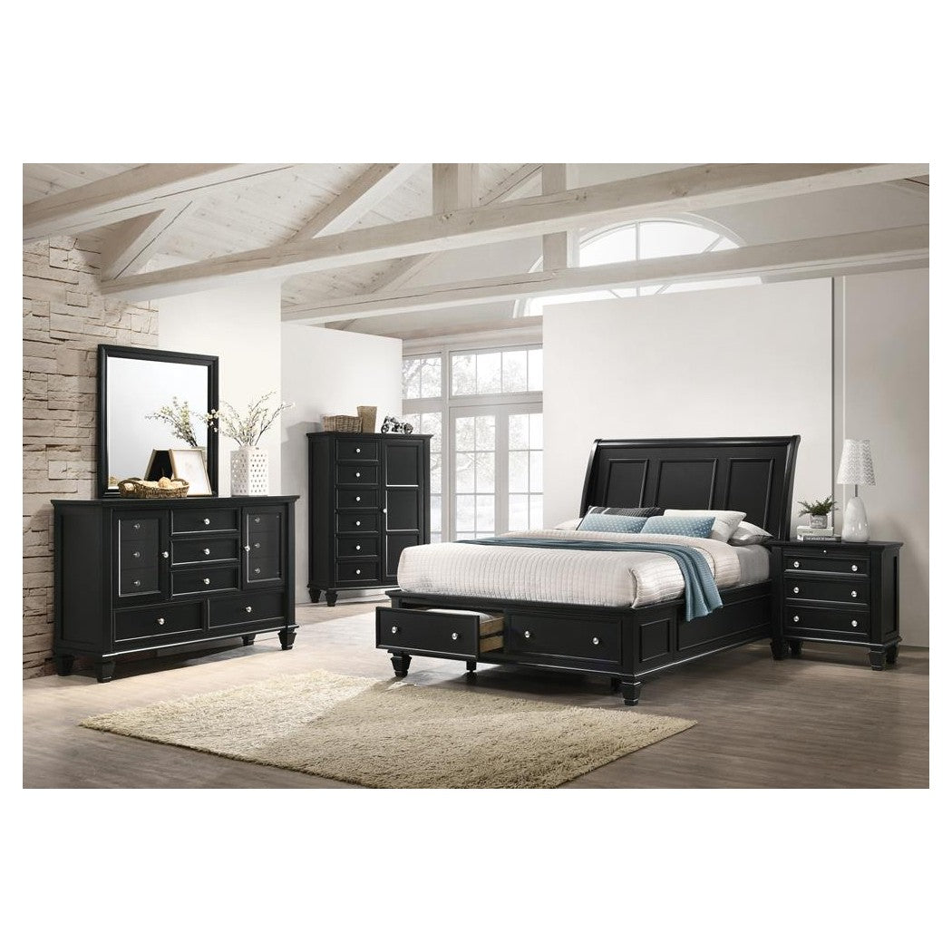 Sandy Beach Queen Storage Sleigh Bed Black 201329Q