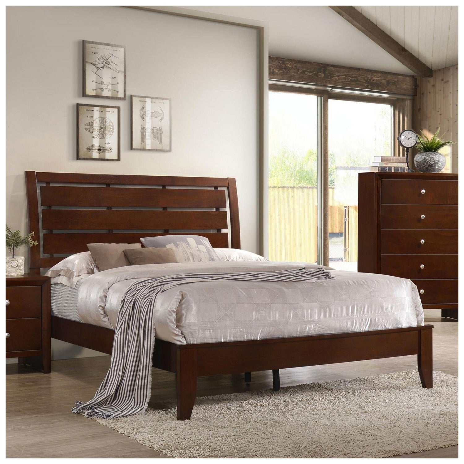 Serenity California King Panel Bed Rich Merlot 201971KW