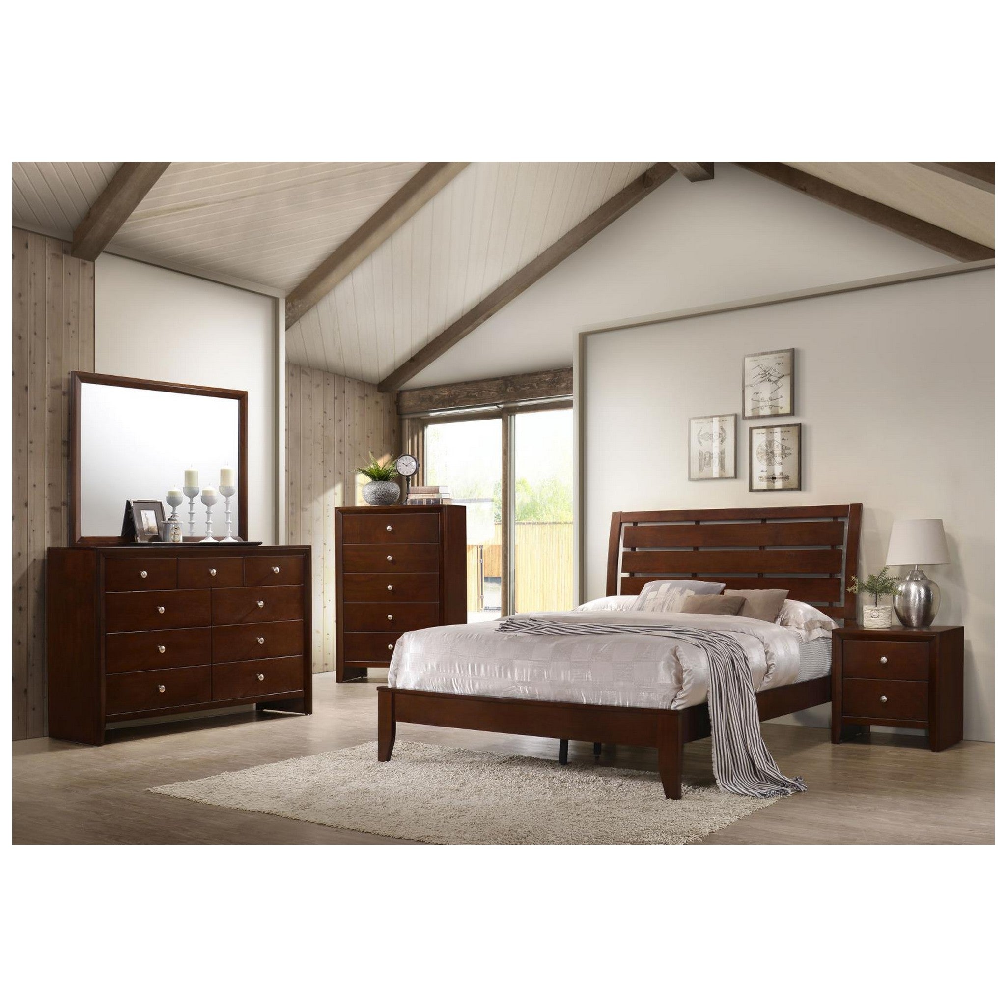 Serenity California King Panel Bed Rich Merlot 201971KW